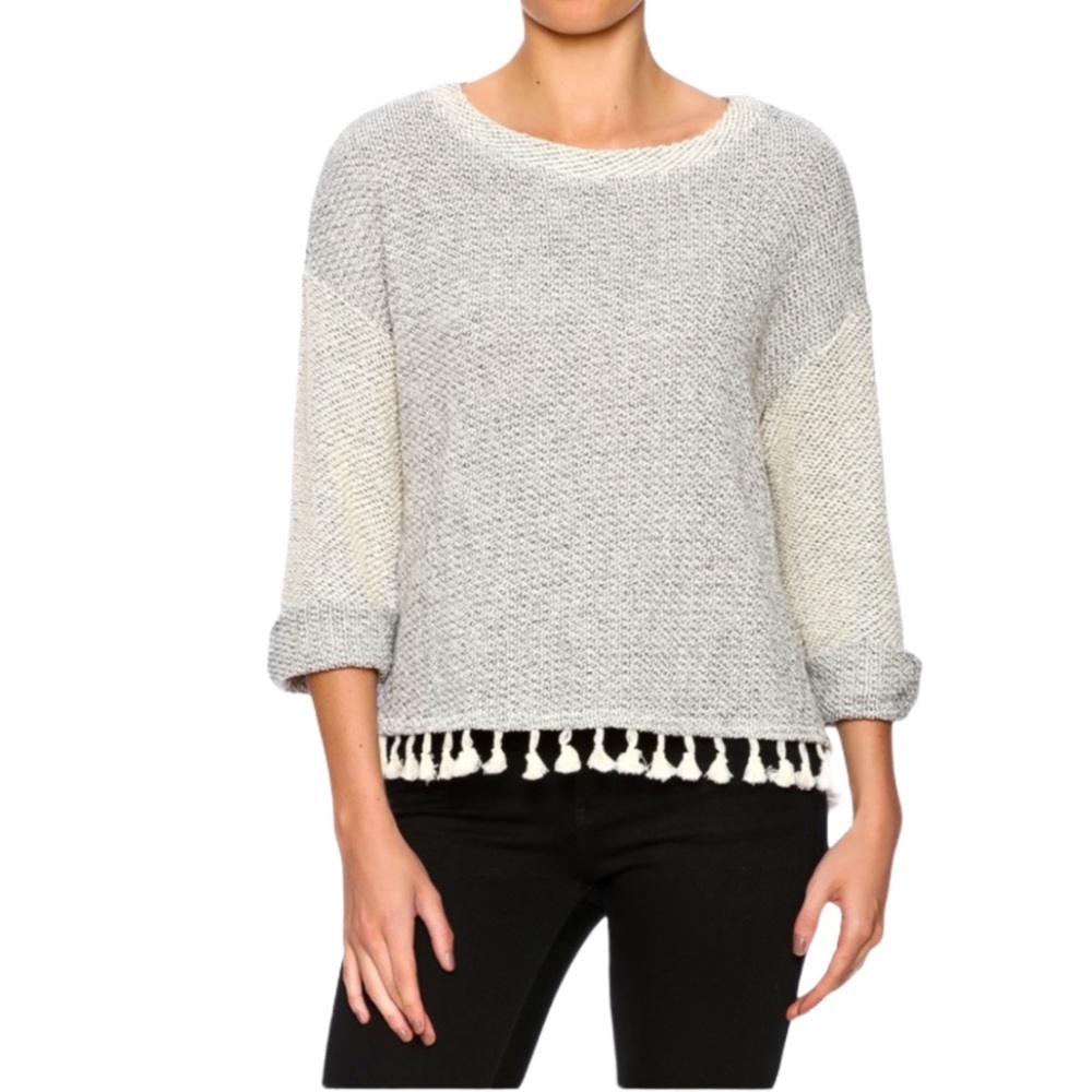 Michael Stars Fringe Bottom Pullover Sweater Size S